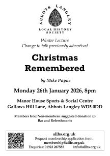 ALLHS lecture 26-Jan-2026 - Christmas Remembered